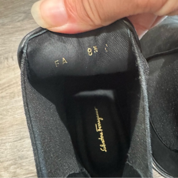 Salvatore Ferragamo Varsi Gancini Logo Chelsea Black Suede Leather Combat Boots - Picture 9 of 13